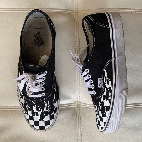 vans authentic checker flame shoes